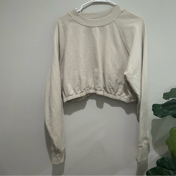 Tan + Lines by Sivan Ayla tan cropped sweatshirt top crewneck - Picture 3 of 9
